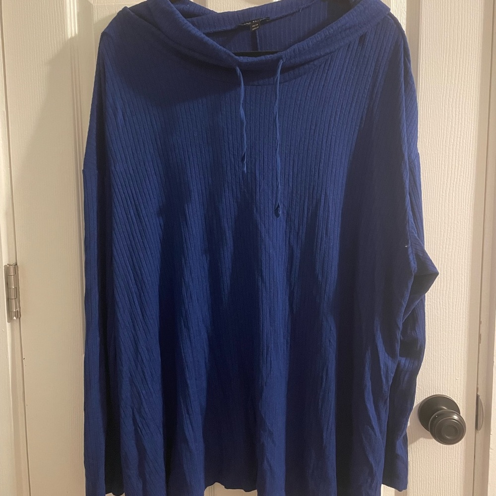 Tunic length cowl neck top